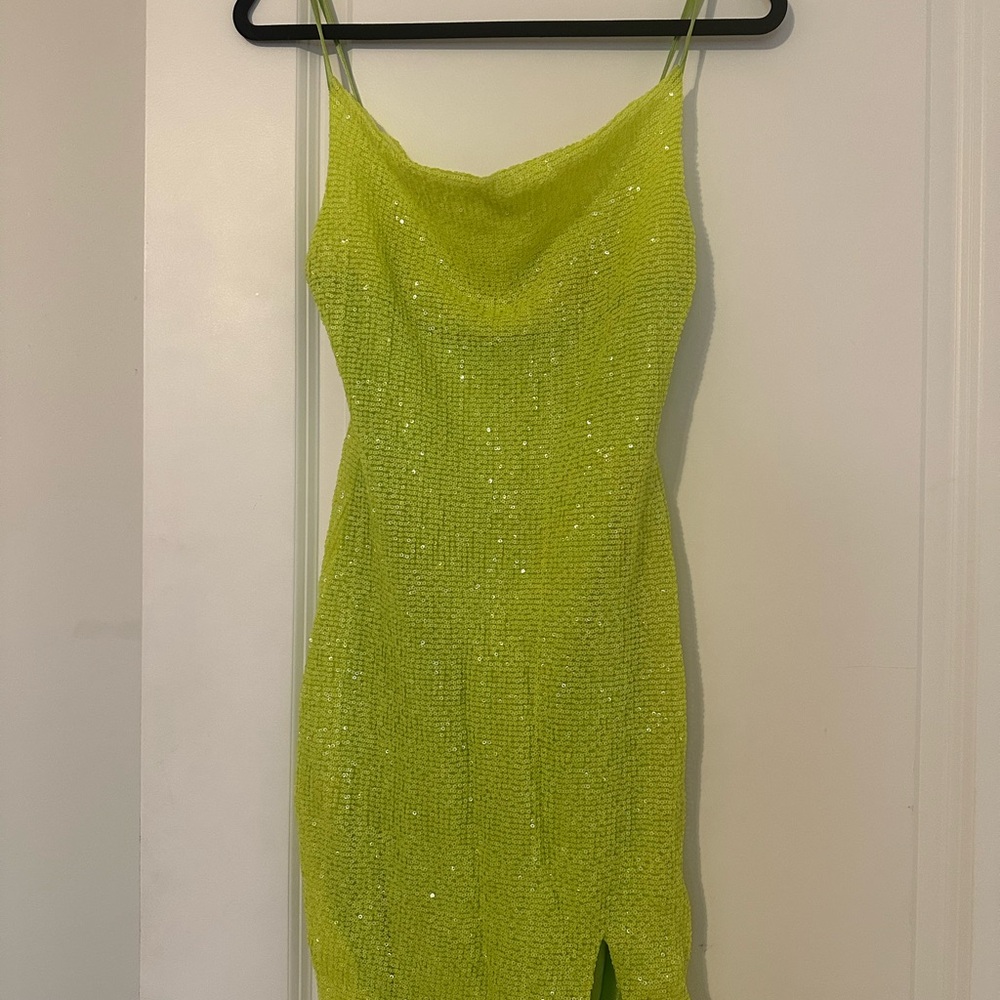 Club L London Neon Green Sequin Mini Dress
